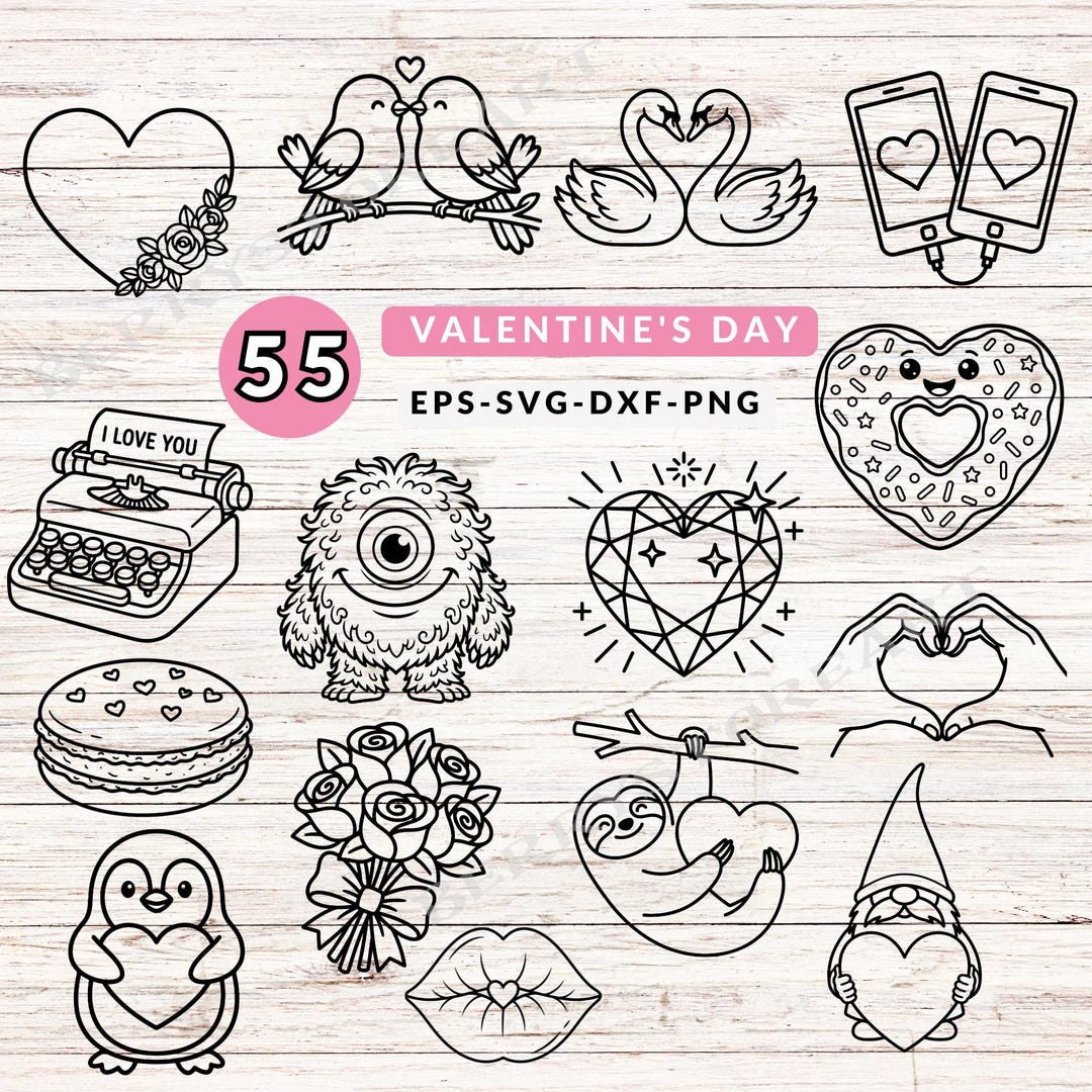 Valentine Doodle SVG Bundle, Cut Files (digital Download) - Etsy