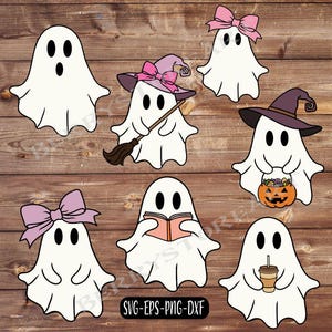 Cute Ghost svg bundle: Spooky Halloween with bow digital download