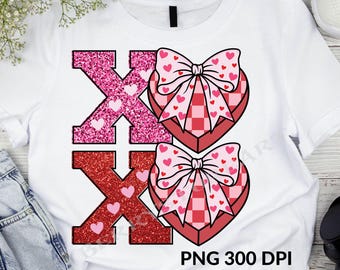 XOXO Valentine Heart PNG: Coquette Sublimation Design (Digital Download)