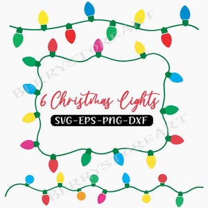 クリスマス ライト SVG、クリスマス ライト ストリング SVG、クリスマス ライト、クリスマス カット ファイル、クリスマス SVG、Cricut 用カット ファイル、Png、シルエット