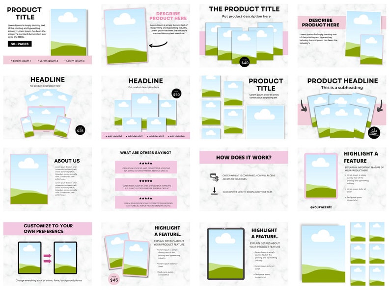 70 Etsy Listing Mockups: Canva Template Bundle Digital Download - Etsy