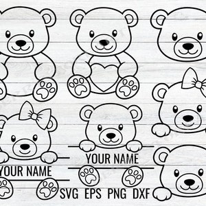 Teddy Bear Outline, Teddy bear Svg, Teddy bear Png, Bear Cricut, Bear cut file, Bear clipart, Teddy Bear Split Monogram SVG