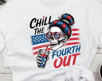 Patriotic Skull PNG: 4th of July Sublimation Design  (Digital Download)