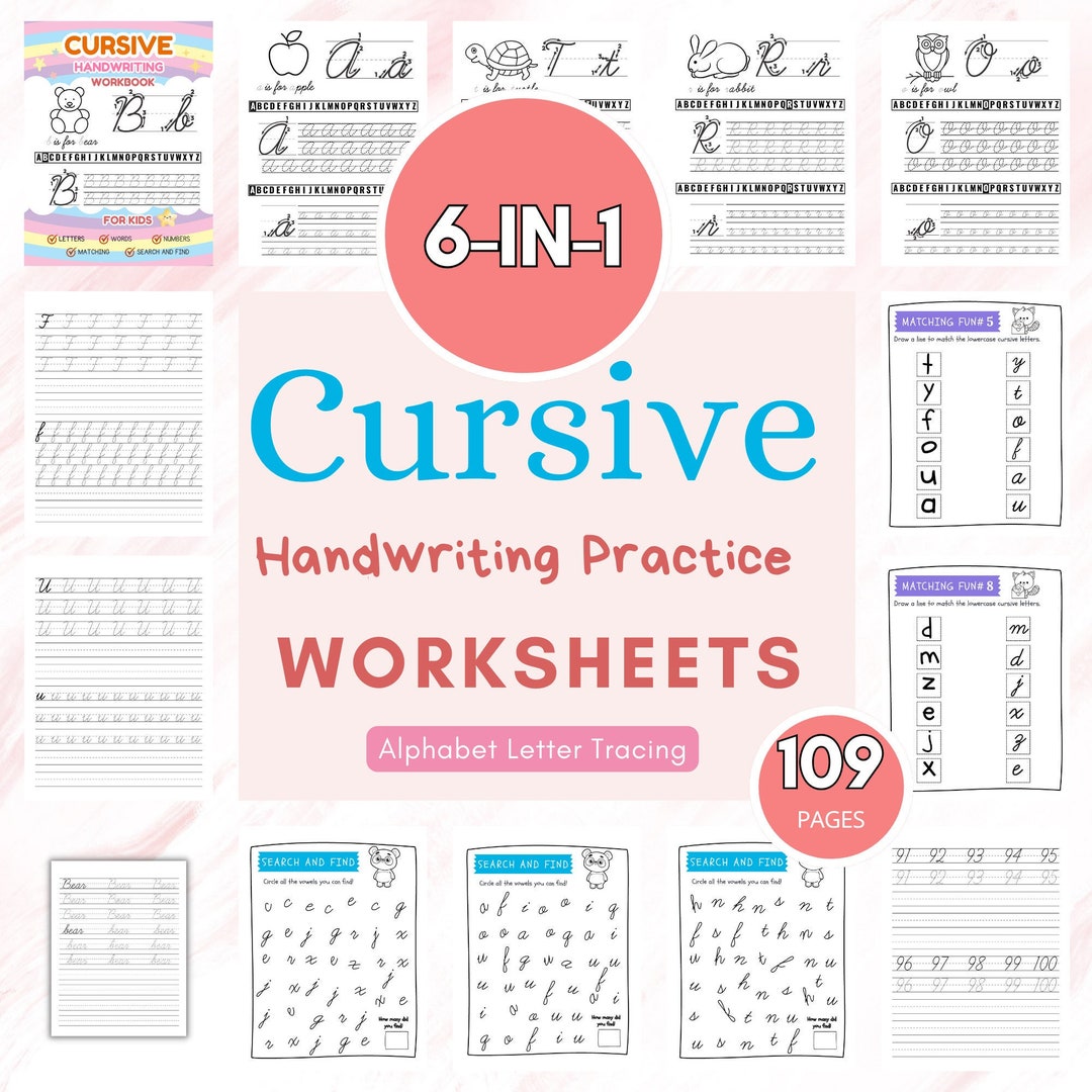 Cursive Handwriting Practice Workbook: ABC Letter Tracing - Etsy