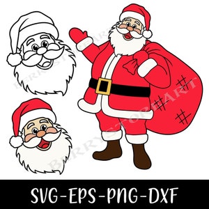 Santa Claus SVG: Christmas Cut Files, Silhouette, Outline (Digital Download)