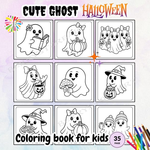Ghost Coloring Book, Spooky Halloween Activity (PDF)