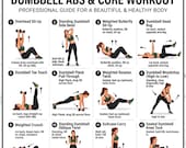 Dumbbell Abs Core Workout Poster, 16 Exercises, Fitness Guide (Digital Download)