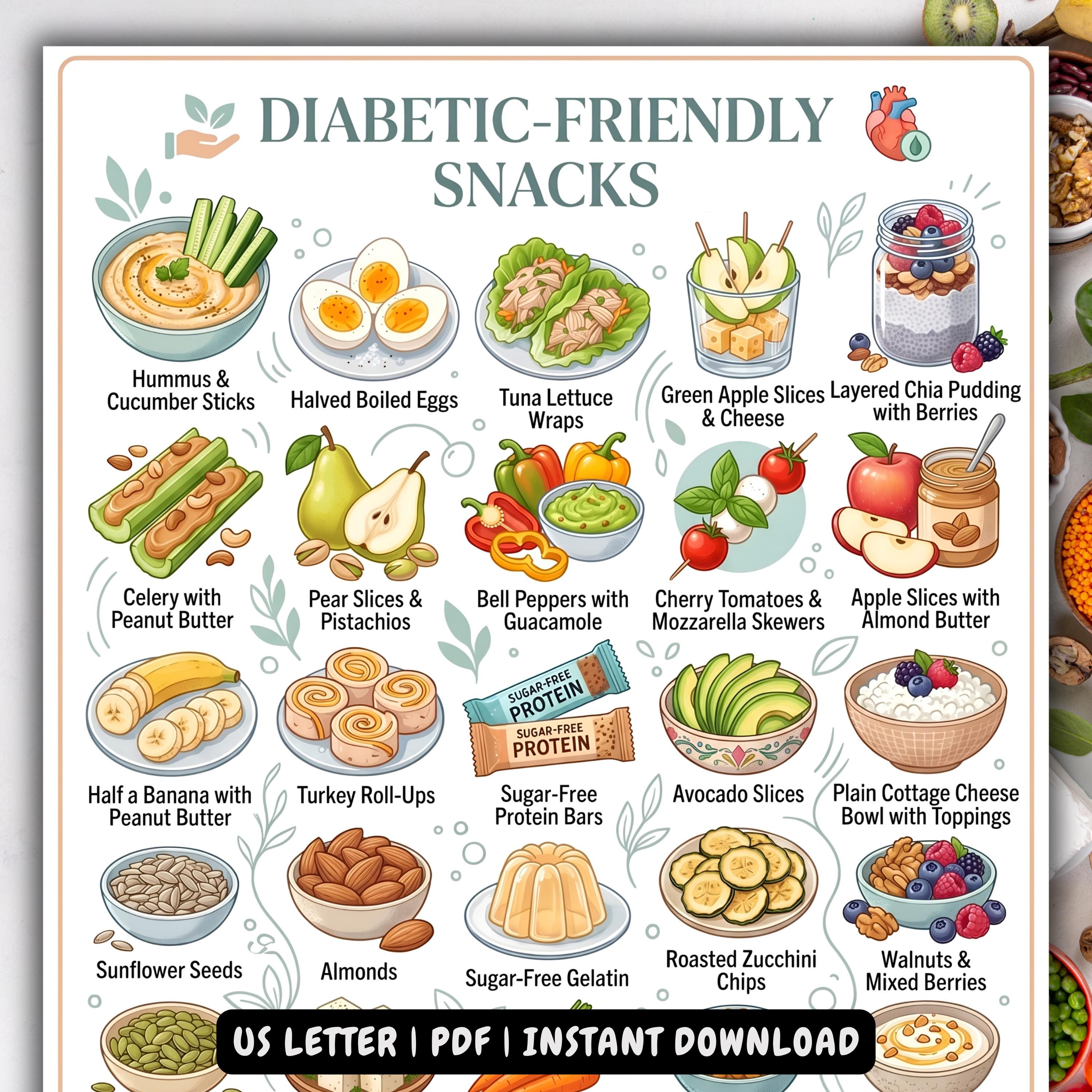 Snack Choice Chart.pdf Diabetic Friendly Snacks Chart, Healthy Eating Guide (PDF Download) - Etsy