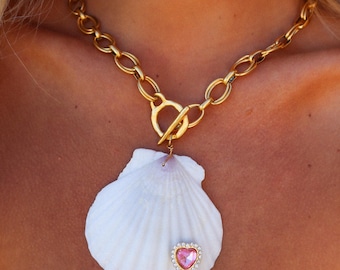Irish Scallop Shell Necklace: 12k Gold Plated Chain