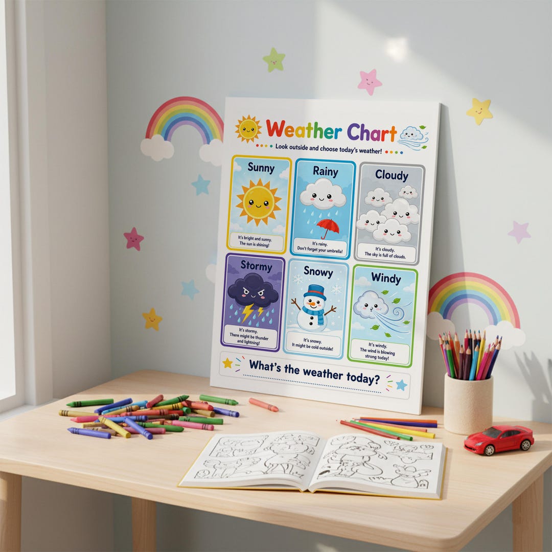 Weather Chart for Kids Printable | Preschool Learning Poster ...