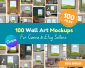 100 Wall Art Mockups Frame Mockup Bundle for Canva Modern Interior Mockups Etsy Listing Photos 100 Room Wall Art Scenes Etsy Seller Tools