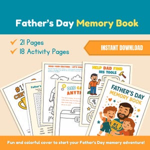 Father’s Day Memory Book Printable Father’s Day Worksheet Pack School Activity Church Activity Home Activity for Kids Gift for Dad