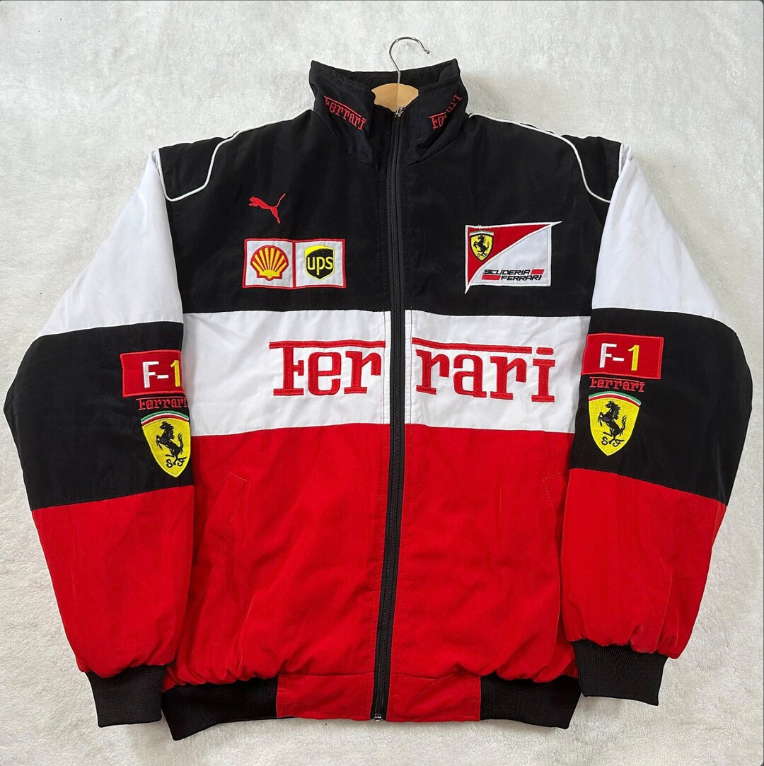 Ferrari Racing Jacket White Vintage Nascar Bomber F1 Jacket - Etsy