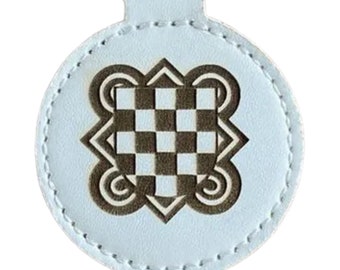 HOS Kroatien Nyckelring | Kroatisk 'HOS' Grb Graverad Rund Lädernyckelring / Nyckelring