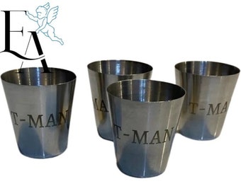 金属製ショットグラス　レザーケース付き　ヴィンテージ　銀コップ 金属製ショットグラス レザーケース付き ヴィンテージ 銀コップ