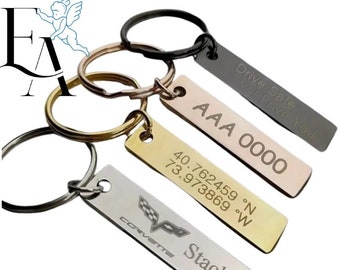 Luxe Engraved Personalised Strip Bar Keyring | Gold, Rose Gold, Silver and Black keyring/Keychain