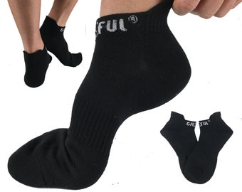 gr8ful® Chaussettes d'entraînement à la cheville pour hommes et femmes | Noir avec logo blanc | Fab pour tout sport ou usage quotidien | Chaussette athlétique | 1 paire | Taille unique
