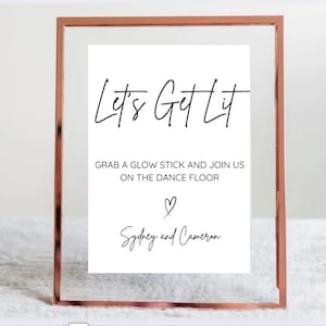 グロースティックウェディングサイン：Let's Get Lit ダンスフロアデコレーション（デジタルダウンロード）