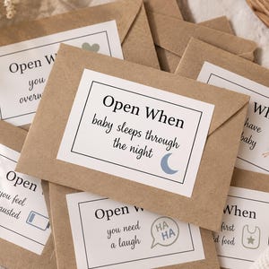 Open When Envelope Labels for New Mom, Baby Shower Activity, Baby Shower Gift, Open When Card Prompts, Gift for Mom
