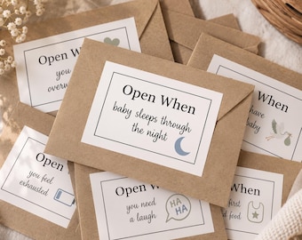 Open When Letters for New Mom, 40 Printable Envelope Labels, Baby Shower Activity, Letters to Mom, Postpartum Gift