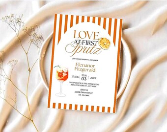 Aperol Spritz Bridal Shower Invitation Template: Bachelorette Party Itinerary (Digital Download 5x7in Canva Template)