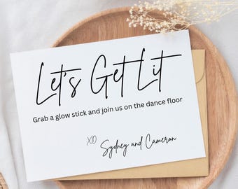 Glow Stick Wedding Sign: Let&#39;s Get Lit Printable (Digital Download)