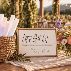 Panneau lumineux de mariage : Carte lumineuse imprimable « Let’s Get Illumin » (téléchargement numérique), panneau pour la piste de danse, signalétique lumineuse pour la réception