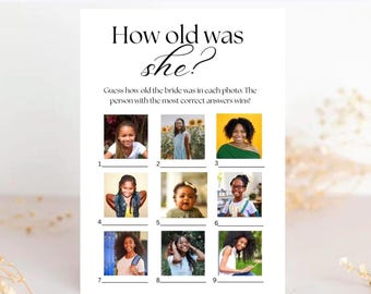 Guess Her Age Bridal Shower Game: Editable Printable (Digital Download)