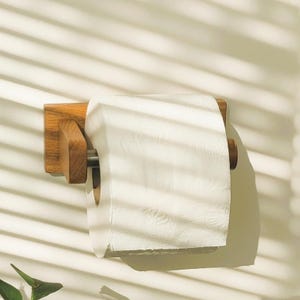 Toilettenpapierhalter aus massiver Eiche, zur Wandmontage