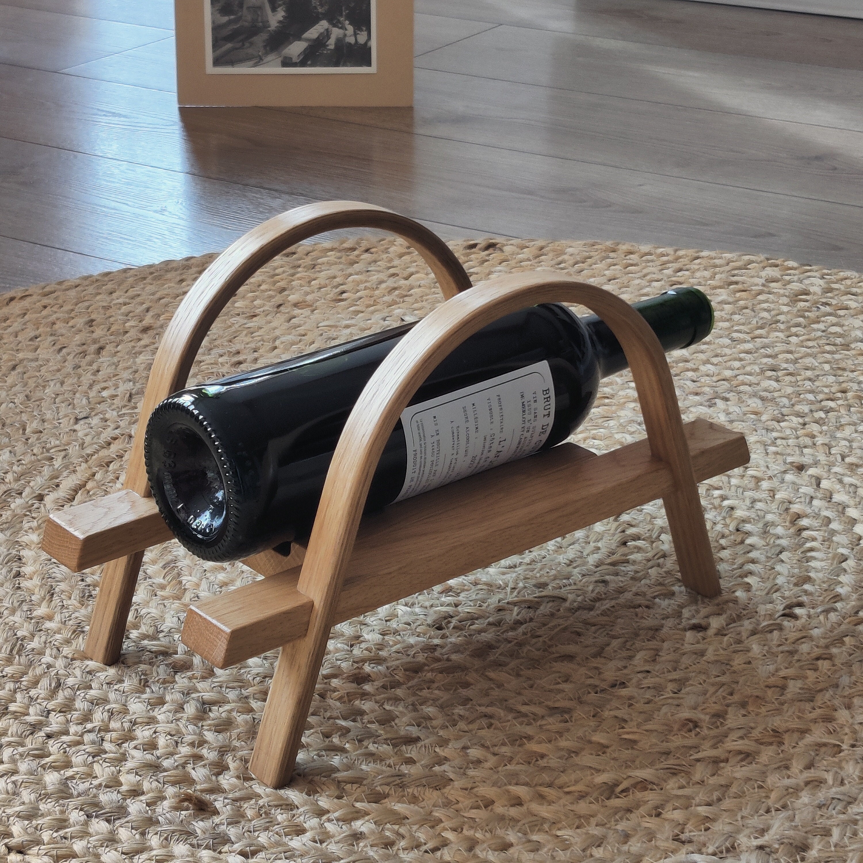 Countertop wine holder, Free-standing wine bottle holder, Wine Decoration, Elegant Wine Gift, Oak Wine Display, Wine Cellar Décor