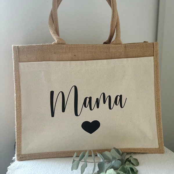 Mama Tasche Muttertag Jutetasche Jutebeutel  Mama Geschenk personalisierte Tasche Markttasche Einkaufstasche
