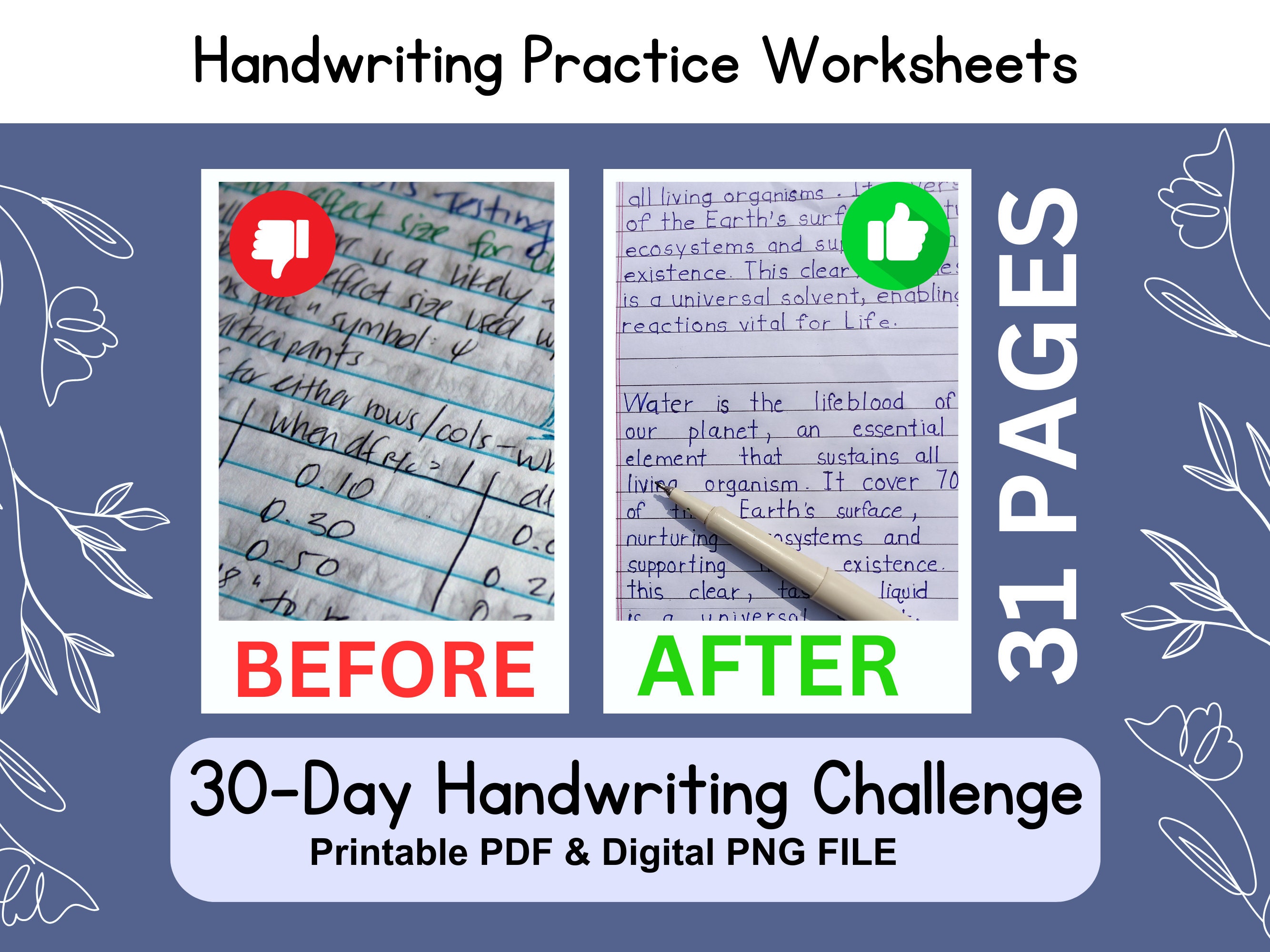 30 Day Handwriting Challenge Handwriting Practice Sheets For Etsy 30 Day Handwriting Challenge Handwriting Practice Sheets For Etsy
