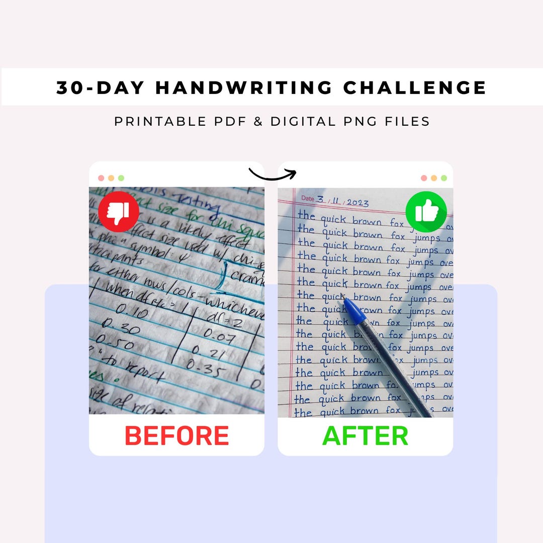 Buy 30-day Handwriting Challenge, Handwriting Practice Sheets, for ...