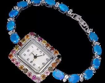 Exclusive jewelry women&#39;s wristwatch with opal &quot;Blue Lagoon&quot;