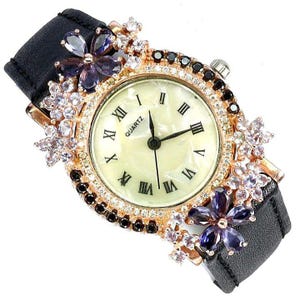 Unique and exclusive silver women&#39;s wristwatch with natural stones &quot;Everything Has Its Time&quot;