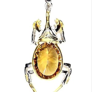 Exclusive exquisite silver pendant with natural citrine &quot;Song of the Beetle&quot;