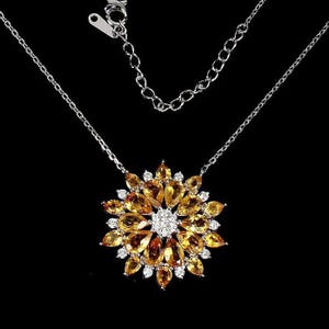 A gorgeous bright silver pendant with natural citrine "Golden Ocean"
