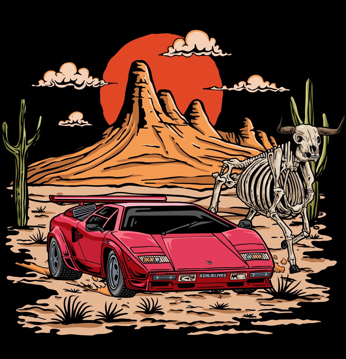 Bull Run Lamborghini Countach Car T-shirt - Etsy