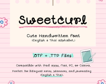 SweetCurl – Cute Handwriting Font for Digital Planners & Notes | Goodnotes, Notability, iPad, Journaling Font