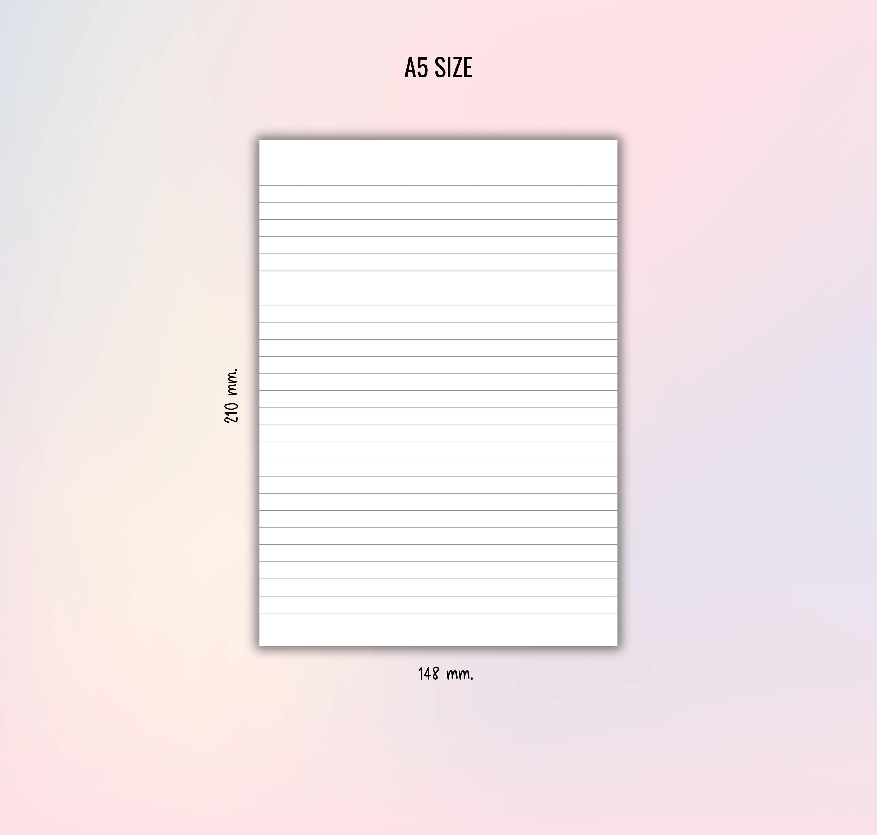 A5 Printable Notebook Paper | Lined, Graph, Dot Grid (6 Page PDF) - Etsy