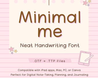 Minimal Me-handschriftlettertype: schoon, voor Goodnotes (digitale download)
