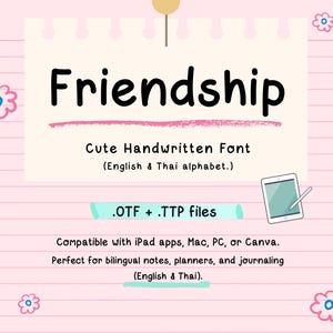 Friendship – Cute Handwriting Font for Digital Planners & Notes | Goodnotes, Notability, iPad, Journaling Font