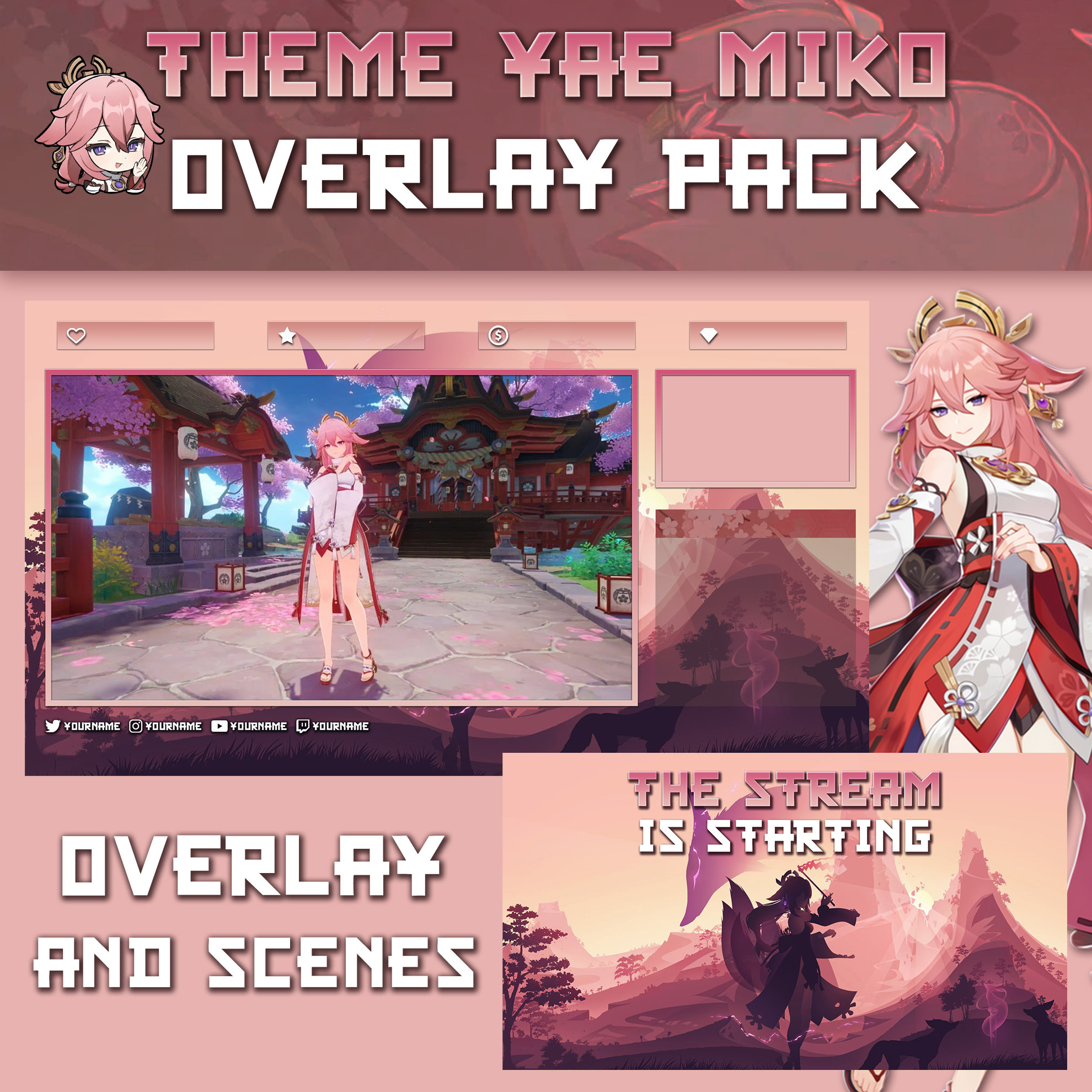 Overlay Pack Yae Miko Genshin Impact Overlay & Scenes Etsy