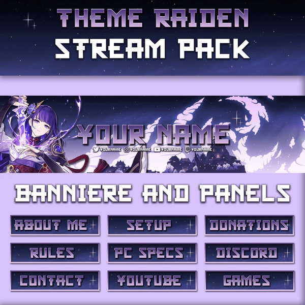 Stream Pack Raiden Genshin Impact - Bannière et Panels