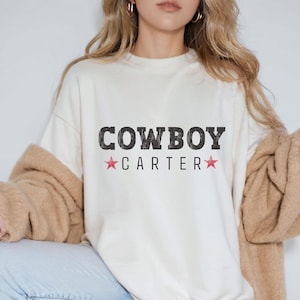 カウボーイ カーター T シャツ、ヴィンテージ スタイル、コンフォート カラー シャツ、オーバーサイズ T シャツ、ウエスタン シャツ、沿岸カウガール、彼女へのギフト
