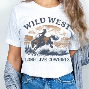 Koszulka Wild West Long Live Cowgirls, koszulka Coors Western Cowboy, koszulka Vintage Style Cowboy Carter, prezent dla niej