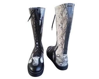 Wrestling Boots For Men - Knee High Tall Leather Pro Wrestling Performance Gear - Footwear Wrestling Boots