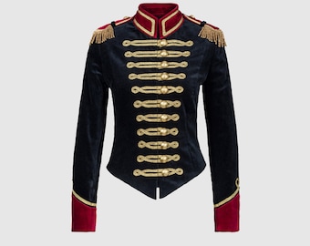 Buy Hussar Jacket Women's, Black Velvet Military Officer Hussar