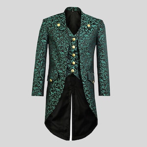 Men&#39;s Steampunk Tailcoat | Handmade Gothic Brocade Coat | Custom Made Gothic Long Coat | Victorian Fashion Tailcoat | Boyfriend Gift