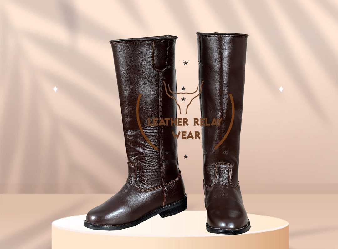 Horse Riding Men Brown Boots, Horseback Riding Boots, Knee High Boots ...